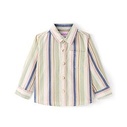 Babyhug Cotton corduroy Woven Full Sleeves Checks Shirt - Green & White