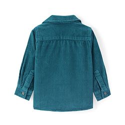 Babyhug Cotton corduroy Woven Full Sleeves Solid Corduroy Shirt With Badge Detailing - Teal Blue