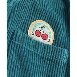 Babyhug Cotton corduroy Woven Full Sleeves Solid Corduroy Shirt With Badge Detailing - Teal Blue
