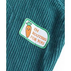 Babyhug Cotton corduroy Woven Full Sleeves Solid Corduroy Shirt With Badge Detailing - Teal Blue
