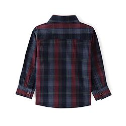 Babyhug Cotton corduroy Woven Full Sleeves Checks Shirt - Navy Blue