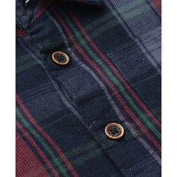 Babyhug Cotton corduroy Woven Full Sleeves Checks Shirt - Navy Blue