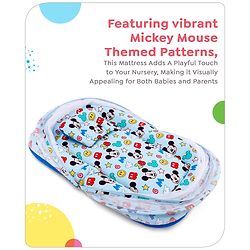 Babyhug Disney Gadda Set With Mosquito Net Smiley Mickey Face Print - Blue