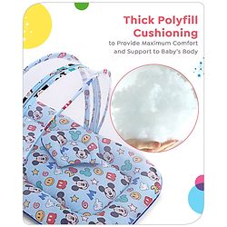 Babyhug Disney Gadda Set With Mosquito Net Smiley Mickey Face Print - Blue
