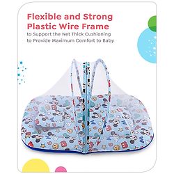Babyhug Disney Gadda Set With Mosquito Net Smiley Mickey Face Print - Blue