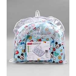 Babyhug Disney Gadda Set With Mosquito Net Smiley Mickey Face Print - Blue