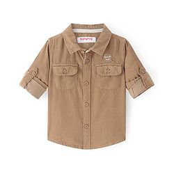 Babyhug Cotton Woven Full Sleeves Solid Colour Corduory Shirt - Tan