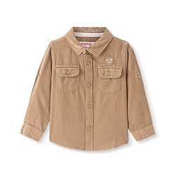 Babyhug Cotton Woven Full Sleeves Solid Colour Corduory Shirt - Tan