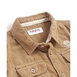 Babyhug Cotton Woven Full Sleeves Solid Colour Corduory Shirt - Tan