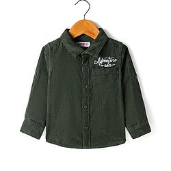 Babyhug Cotton Woven Full Sleeves Solid Corduroy Shirt - Olive Green