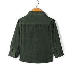 Babyhug Cotton Woven Full Sleeves Solid Corduroy Shirt - Olive Green
