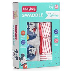 Babyhug Disney Swaddle Cool Mickey Print Set of 2 - Blue & White