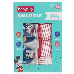 Babyhug Disney Swaddle Cool Mickey Print Set of 2 - Blue & White