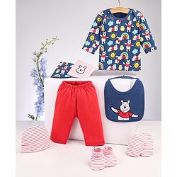 Babyhug Disney Premium Gift Set with Winnie The Pooh Print Navy Blue & Red - Pack of 7