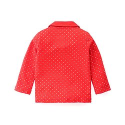 Babyhug Disney Cotton Knit Full Sleeves Front Open Night Suit With Polka Dots & Aristocats Marie Print - Red