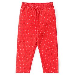 Babyhug Disney Cotton Knit Full Sleeves Front Open Night Suit With Polka Dots & Aristocats Marie Print - Red