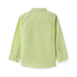 Babyhug Cotton Linen Woven Full Sleeves Mandarin Collar Solid Kurta Shirt -Lime