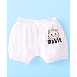 Babyhug Disney Cotton Knit Aristocats Marie Graphic & Bow Detailing Bloomers Pack of 3 - White Red & Pink