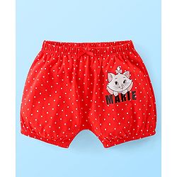 Babyhug Disney Cotton Knit Aristocats Marie Graphic & Bow Detailing Bloomers Pack of 3 - White Red & Pink