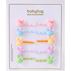 Babyhug Bunny Hair Pins & Clips Set of 10 - Multicolor