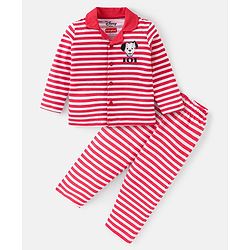 Babyhug Disney Cotton Knit Full Sleeves Front Open Night Suit with 101 Dalmatains Print - Red