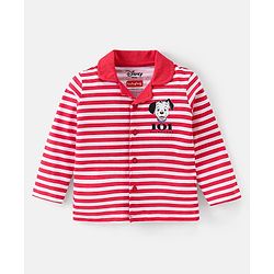 Babyhug Disney Cotton Knit Full Sleeves Front Open Night Suit with 101 Dalmatains Print - Red