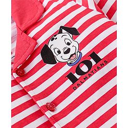 Babyhug Disney Cotton Knit Full Sleeves Front Open Night Suit with 101 Dalmatains Print - Red