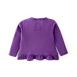 Babyhug  Cotton Knit Full Sleeves Puff Butterfly Printed Top with Frill Detailing - Purple