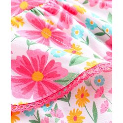 Babyhug Cotton Knit Full Sleeves Top With Frill Detailing Floral Print - Pink