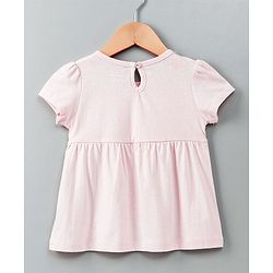 Babyhug Lace Frills Half Sleeves Top - Light Pink