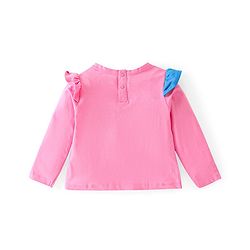 Babyhug Cotton Knit Full Sleeves Butterfly Printed Top with Frill Detailing - Pink
