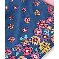 Babyhug Cotton Knit Full Sleeves Top with Floral Print & Frill Detailing - Pink & Blue