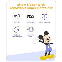 Babyhug Disney Mickey Mouse Print Straw Sipper With Snack Container Blue - 300 ml