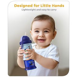Babyhug Disney Mickey Mouse Print Straw Sipper With Snack Container Blue - 300 ml