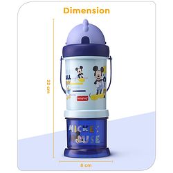 Babyhug Disney Mickey Mouse Print Straw Sipper With Snack Container Blue - 300 ml