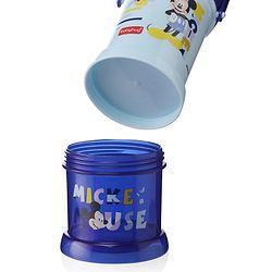 Babyhug Disney Mickey Mouse Print Straw Sipper With Snack Container Blue - 300 ml