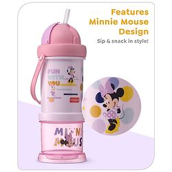 Babyhug Disney Mickey Mouse Print Straw Sipper With Snack Container Blue - 300 ml