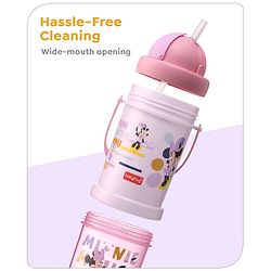 Babyhug Disney Mickey Mouse Print Straw Sipper With Snack Container Blue - 300 ml