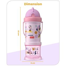 Babyhug Disney Mickey Mouse Print Straw Sipper With Snack Container Blue - 300 ml