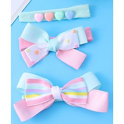Babyhug Bow & Heart Motifs Headbands - Multicolor