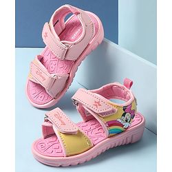 Cute Walk by Babyhug Disney Sandals with Velcro Closure Minnie Mouse Print - Pink