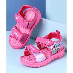 Cute Walk by Babyhug Disney Velcro Closure Sandals with Minnie Mouse Print - Dark Pink