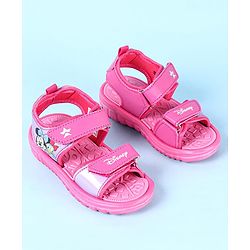 Cute Walk by Babyhug Disney Velcro Closure Sandals with Minnie Mouse Print - Dark Pink