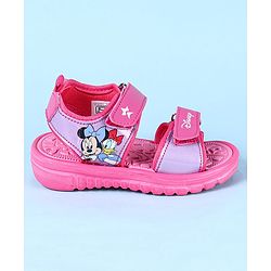 Cute Walk by Babyhug Disney Velcro Closure Sandals with Minnie Mouse Print - Dark Pink
