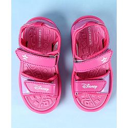 Cute Walk by Babyhug Disney Velcro Closure Sandals with Minnie Mouse Print - Dark Pink