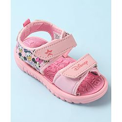 Cute Walk by Babyhug Disney Sandals with Velcro Closure Micky Mouse & Friends Graphic - Pink