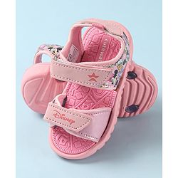 Cute Walk by Babyhug Disney Sandals with Velcro Closure Micky Mouse & Friends Graphic - Pink