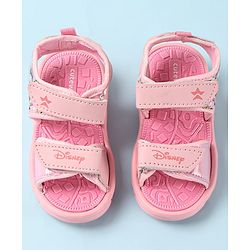 Cute Walk by Babyhug Disney Sandals with Velcro Closure Micky Mouse & Friends Graphic - Pink