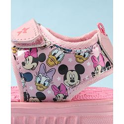 Cute Walk by Babyhug Disney Sandals with Velcro Closure Micky Mouse & Friends Graphic - Pink