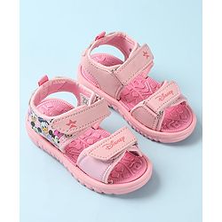 Cute Walk by Babyhug Disney Sandals with Velcro Closure Micky Mouse & Friends Graphic - Pink